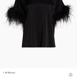 Kobi Halperin Black Feather Accent Blouse